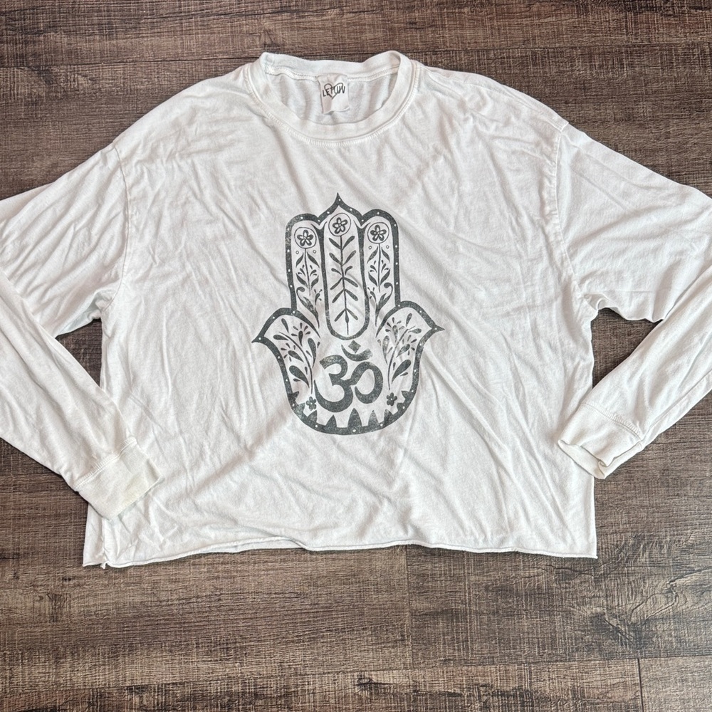 White Long Sleeve Shirt with Hamsa Design